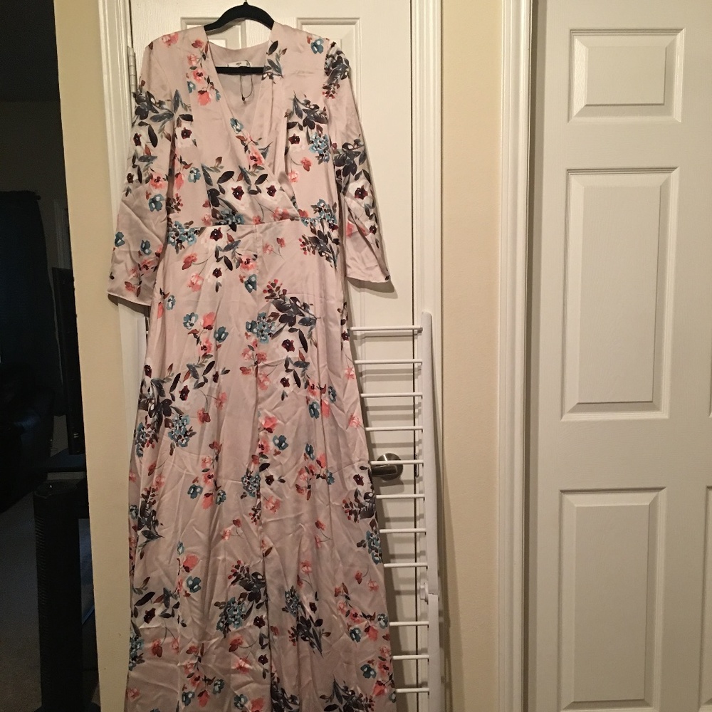 Mango Floral Satin Maxi Dress